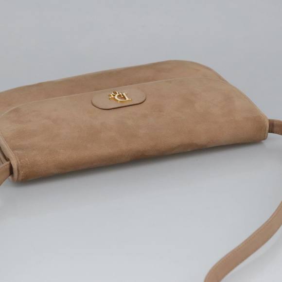 Christian Dior Shoulder Bag Suede Beige Gold Auth 101182 - Picture 6 of 16